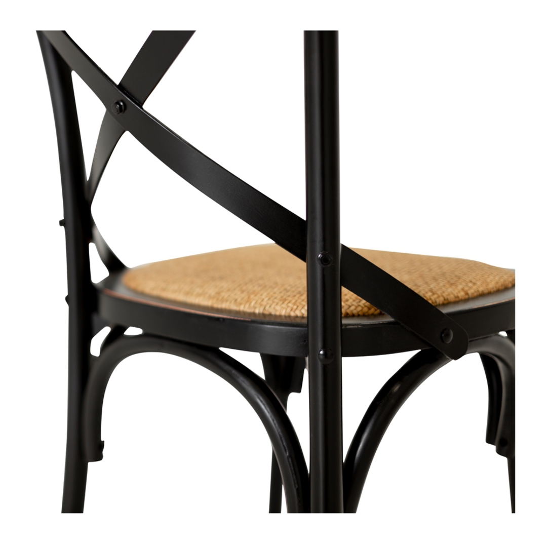 Villa X-Back Dining Chair Aged Black Rattan Seat image 4